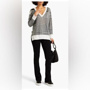 MISSONI Sweater Striped Silk Ribbed trims, Side slits Slips on Lightweight knit